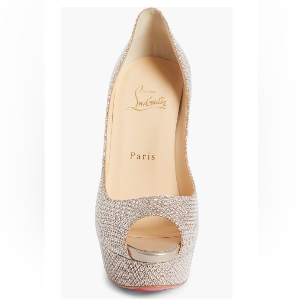 Christian Louboutin Fetish Peep Toe Stiletto 37 Gold - Picture 7 of 16